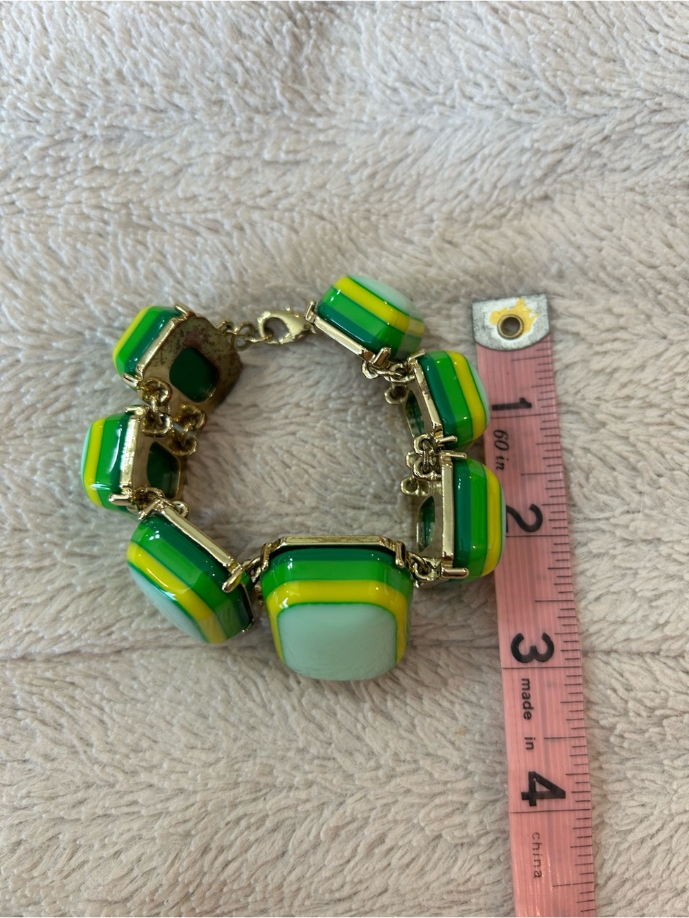 Coldwater Creek Green/Yellow Layered Glass Statement Necklace & Bracelet Set - Picture 8 of 9